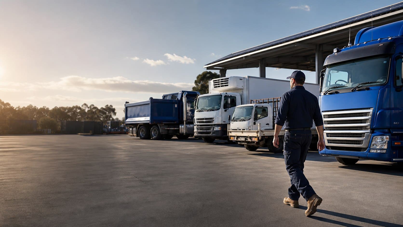 Commercial vehicle buyer reviewing tipper, refrigerated, tray and prime mover trucks in Victoria